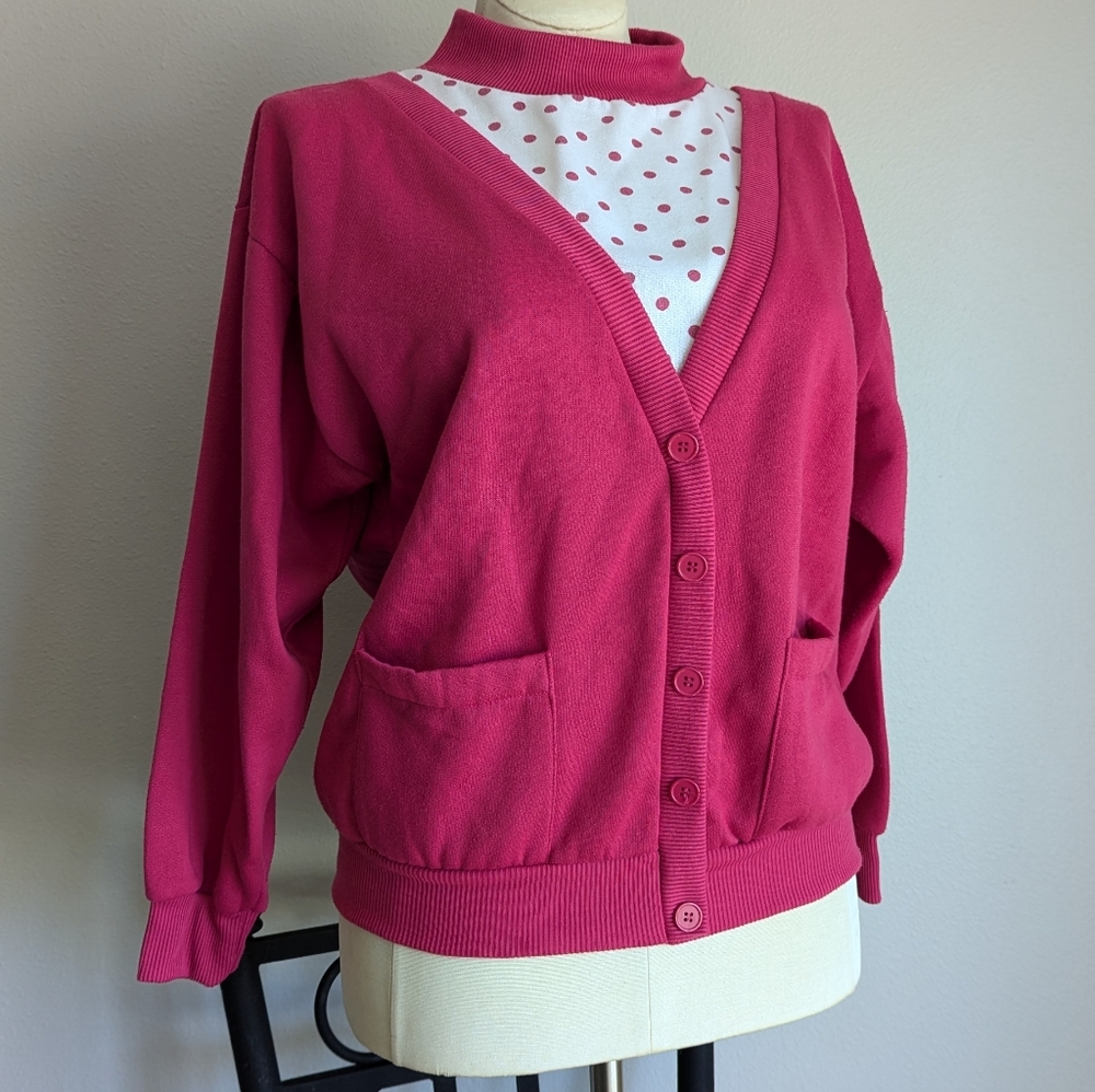 Pennylane Vintage 80s Crewneck Large Pink Polka dot